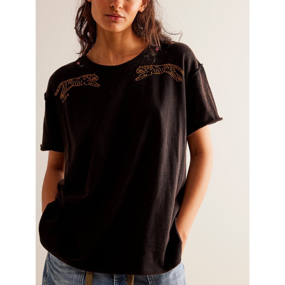 🆕 FREE PEOPLE We the Free Horsin Around Tee / Night Combo Tiger